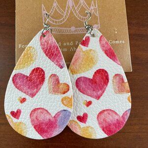 Bundle 3 for $12. Faux Leather Heart Teardrop Earrings.